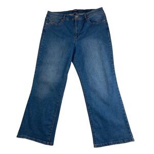 Chaps Ralph Lauren Jeans Womens 14/32 Mid-Rise Crop Kick‎ Medium Wash Flare